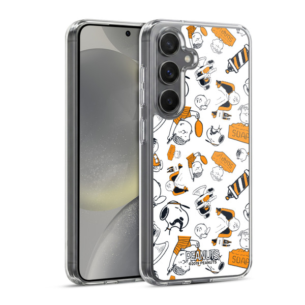 Peanuts Chuck's Barber Shop Pattern Soft Gel Case for Samsung Galaxy S24 5G & MagSafe