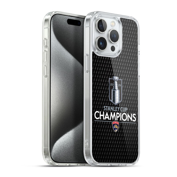 NHL 2024 Stanley Cup Champions Florida Panthers Puck Pattern Soft Gel Case for Apple iPhone 15 Pro Max & MagSafe
