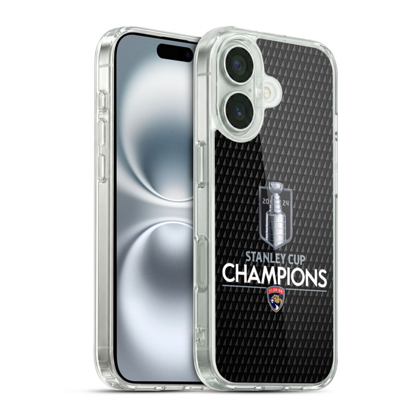 NHL 2024 Stanley Cup Champions Florida Panthers Puck Pattern Soft Gel Case for Apple iPhone 16 & MagSafe