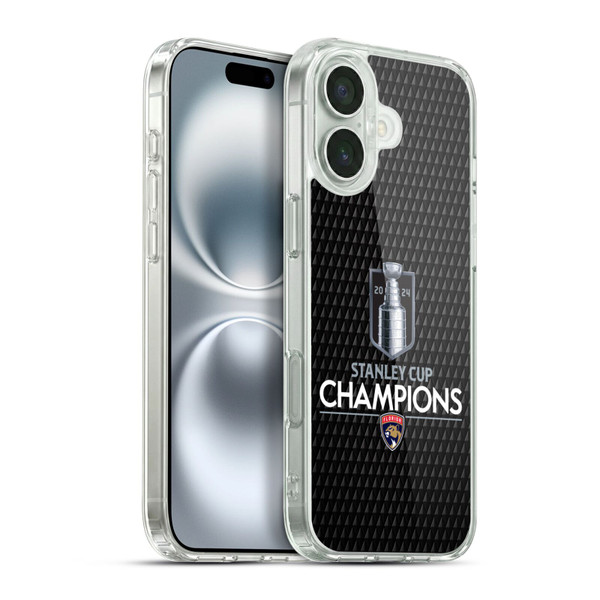 NHL 2024 Stanley Cup Champions Florida Panthers Puck Pattern Soft Gel Case for Apple iPhone 16 Plus & MagSafe