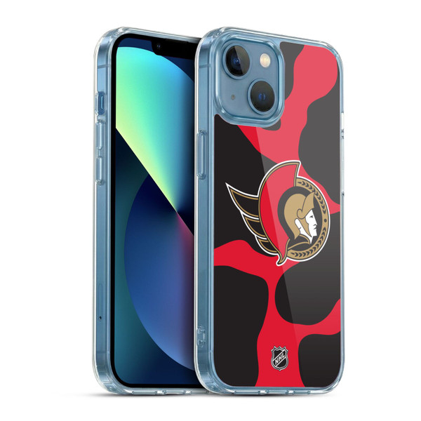 NHL Ottawa Senators Cow Pattern Soft Gel Case for Apple iPhone 13 Mini & MagSafe
