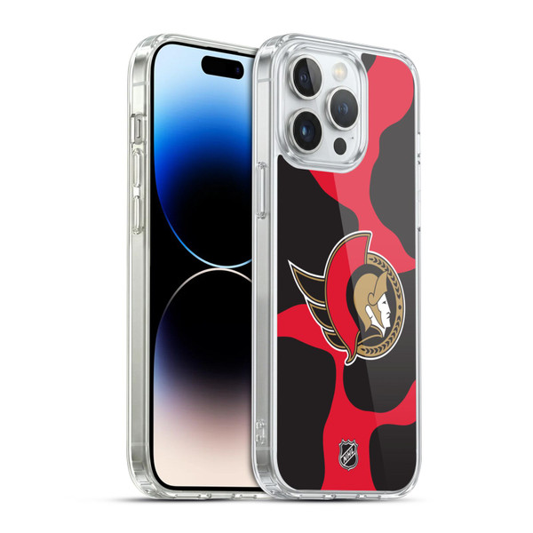 NHL Ottawa Senators Cow Pattern Soft Gel Case for Apple iPhone 14 Pro Max & MagSafe