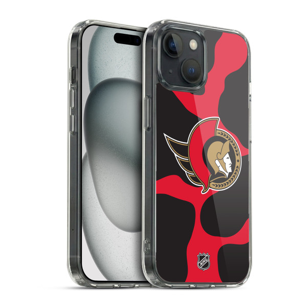 NHL Ottawa Senators Cow Pattern Soft Gel Case for Apple iPhone 15 & MagSafe