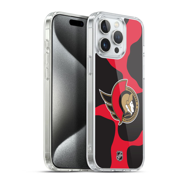 NHL Ottawa Senators Cow Pattern Soft Gel Case for Apple iPhone 15 Pro Max & MagSafe