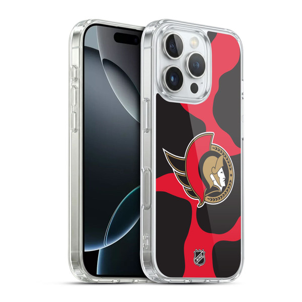NHL Ottawa Senators Cow Pattern Soft Gel Case for Apple iPhone 16 Pro & MagSafe