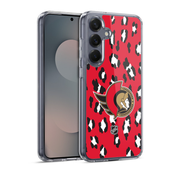 NHL Ottawa Senators Leopard Pattern Soft Gel Case for Samsung Galaxy S25 & MagSafe