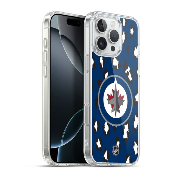 NHL Winnipeg Jets Leopard Pattern Soft Gel Case for Apple iPhone 16 Pro Max & MagSafe