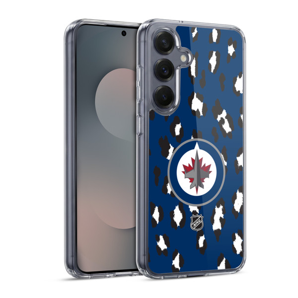 NHL Winnipeg Jets Leopard Pattern Soft Gel Case for Samsung Galaxy S25 & MagSafe