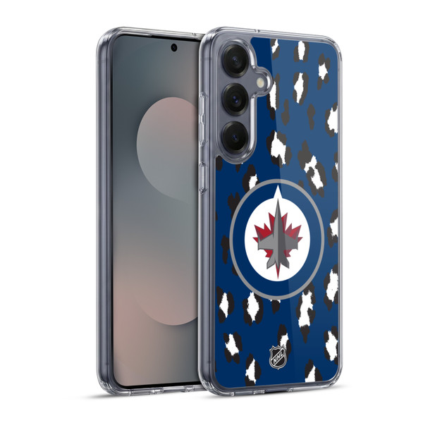 NHL Winnipeg Jets Leopard Pattern Soft Gel Case for Samsung Galaxy S25+ & MagSafe