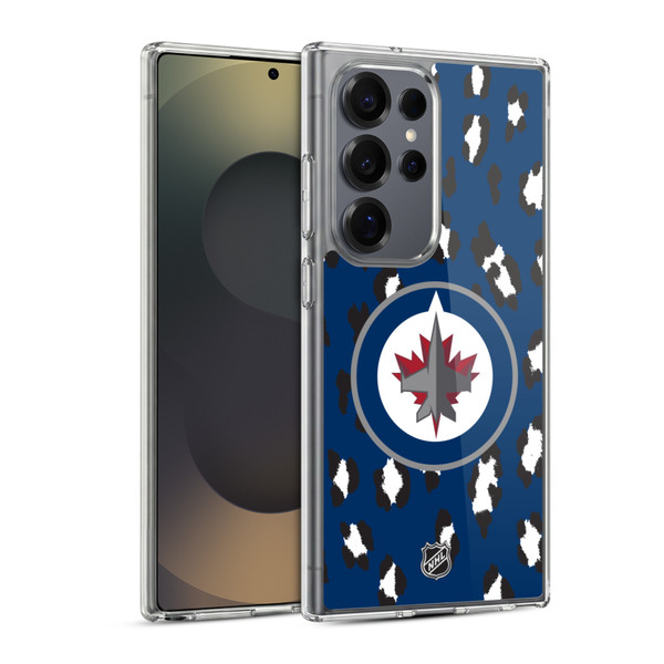NHL Winnipeg Jets Leopard Pattern Soft Gel Case for Samsung Galaxy S25 Ultra & MagSafe