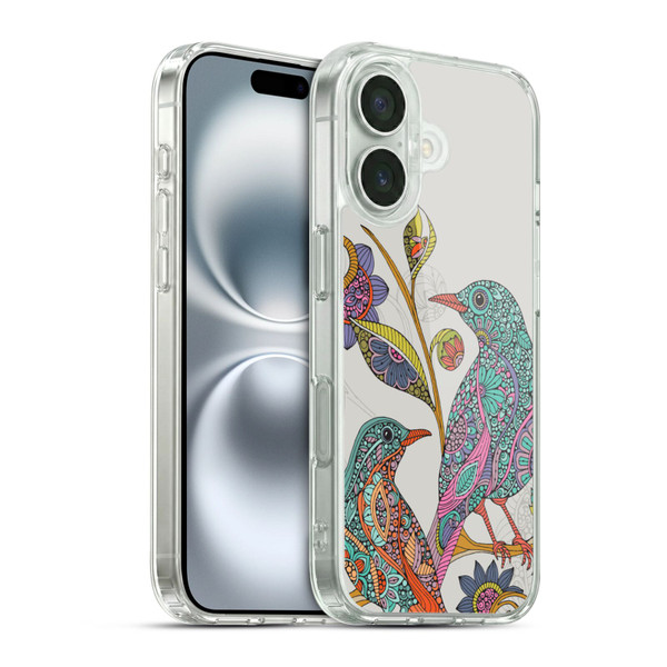 Valentina Birds Spring Flower Doodle Soft Gel Case for Apple iPhone 16 & MagSafe