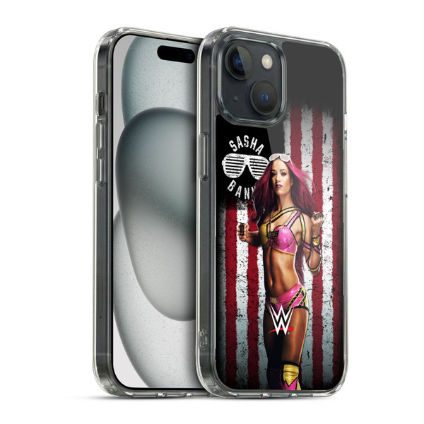 WWE American Flag Superstars Sasha Banks Soft Gel Case for Apple iPhone 15 & MagSafe