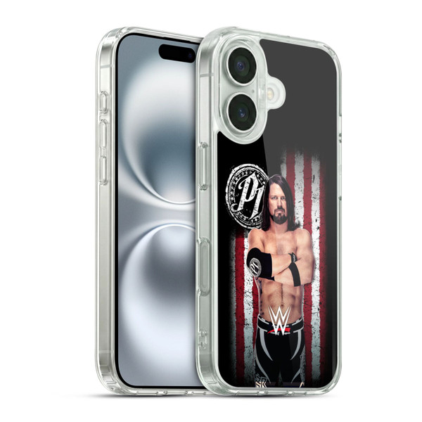 WWE American Flag Superstars AJ Styles Soft Gel Case for Apple iPhone 16 & MagSafe