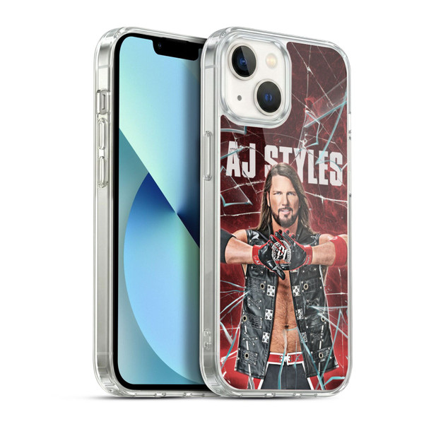 WWE Aj Styles Shattered Glass Soft Gel Case for Apple iPhone 13