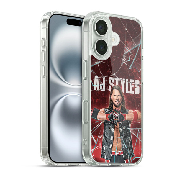 WWE Aj Styles Shattered Glass Soft Gel Case for Apple iPhone 16 & MagSafe