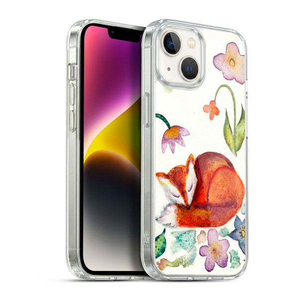 Wyanne Animals Fox Napping In The Garden Soft Gel Case for Apple iPhone 14