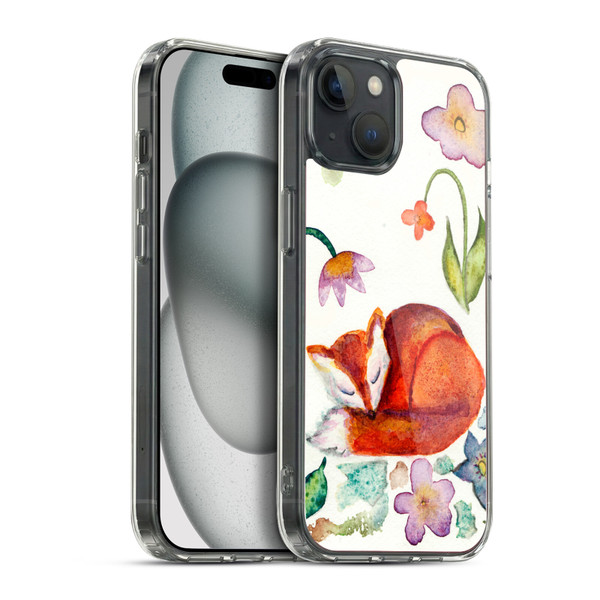 Wyanne Animals Fox Napping In The Garden Soft Gel Case for Apple iPhone 15 Plus & MagSafe