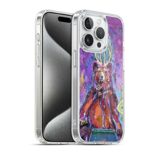 Wyanne Animals Bear with Antlers Soft Gel Case for Apple iPhone 15 Pro & MagSafe