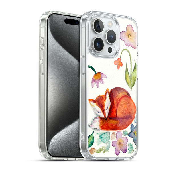 Wyanne Animals Fox Napping In The Garden Soft Gel Case for Apple iPhone 15 Pro & MagSafe