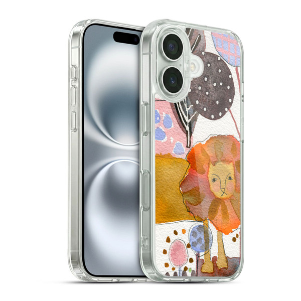 Wyanne Animals Watercolour Lion Soft Gel Case for Apple iPhone 16 & MagSafe
