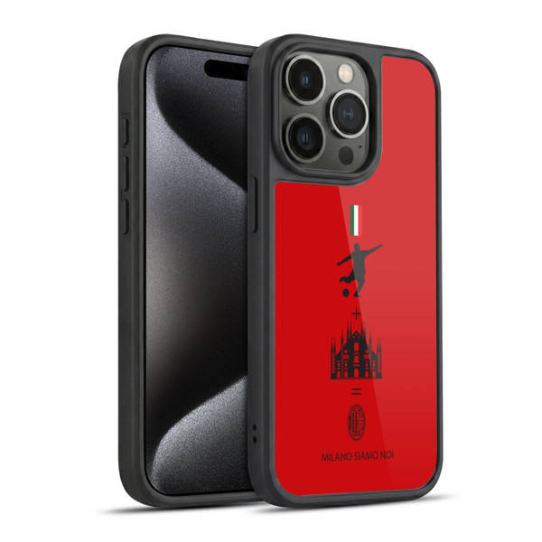 AC Milan Crest Patterns Red Gel Armour Case For Apple iPhone 15 Pro