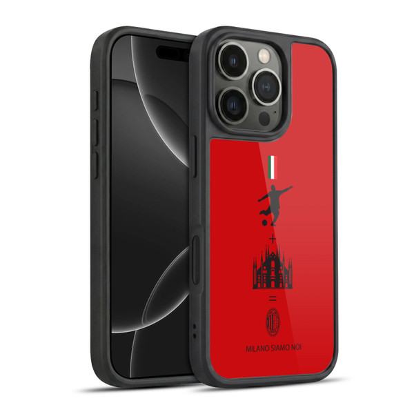 AC Milan Crest Patterns Red Gel Armour Case For Apple iPhone 16 Pro