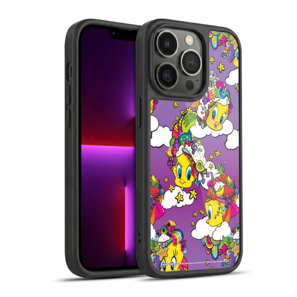 Looney Tunes Patterns Tweety Purple Gel Armour Case For Apple iPhone 13 Pro