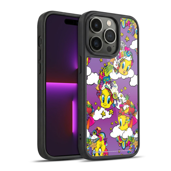 Looney Tunes Patterns Tweety Purple Gel Armour Case For Apple iPhone 14 Pro