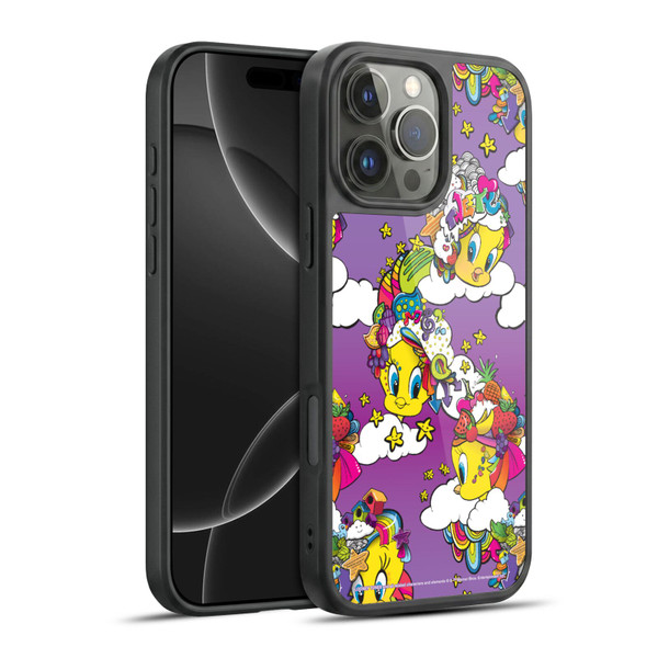 Looney Tunes Patterns Tweety Purple Gel Armour Case For Apple iPhone 16 Pro Max