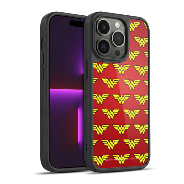 Wonder Woman DC Comics Logos Pattern Gel Armour Case For Apple iPhone 14 Pro
