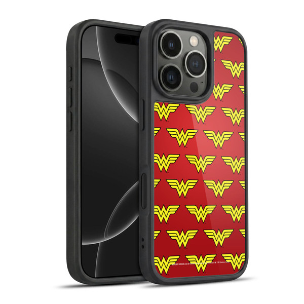Wonder Woman DC Comics Logos Pattern Gel Armour Case For Apple iPhone 16 Pro