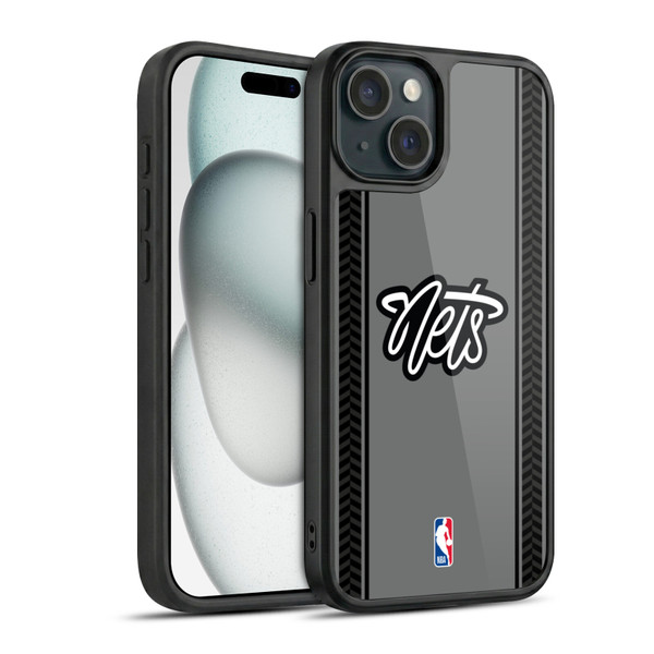NBA Brooklyn Nets Logo Gray Design Gel Armour Case For Apple iPhone 15