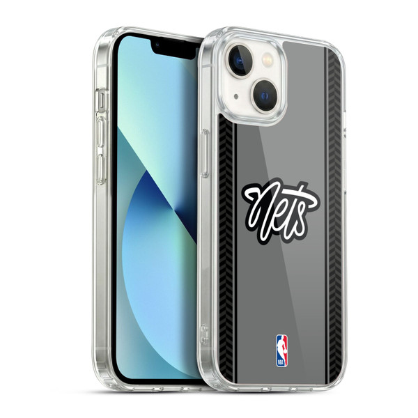 NBA Brooklyn Nets Logo Gray Design Soft Gel Case for Apple iPhone 13