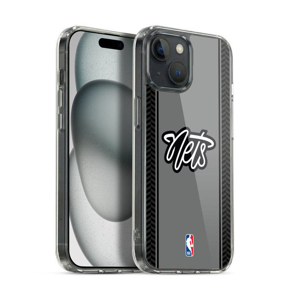 NBA Brooklyn Nets Logo Gray Design Soft Gel Case for Apple iPhone 15 & MagSafe