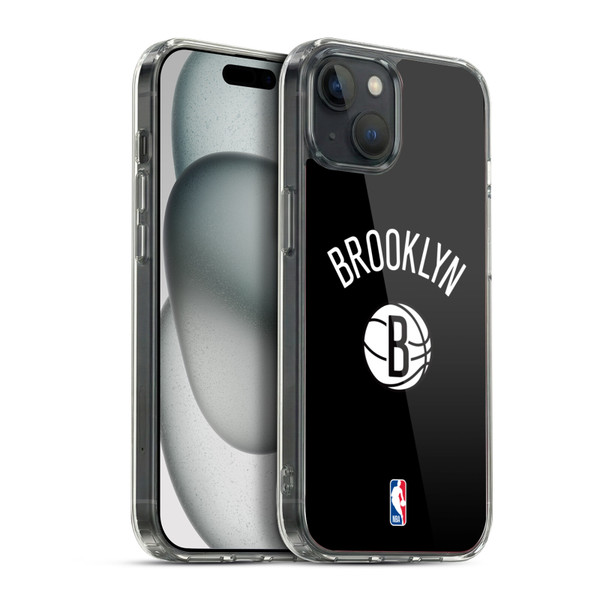 NBA Brooklyn Nets Logo Black Design Soft Gel Case for Apple iPhone 15 Plus & MagSafe