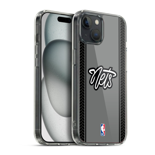 NBA Brooklyn Nets Logo Gray Design Soft Gel Case for Apple iPhone 15 Plus & MagSafe