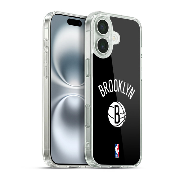 NBA Brooklyn Nets Logo Black Design Soft Gel Case for Apple iPhone 16 Plus & MagSafe