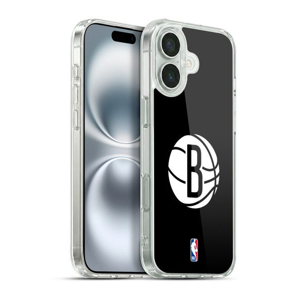 NBA Brooklyn Nets Logo Black Soft Gel Case for Apple iPhone 16 Plus & MagSafe