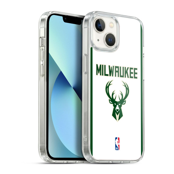 NBA Milwaukee Bucks Logo White Design Soft Gel Case for Apple iPhone 13