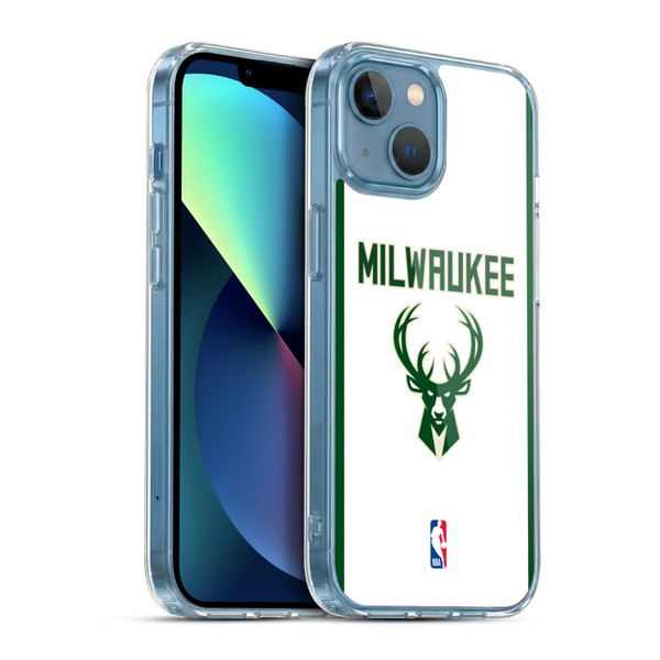 NBA Milwaukee Bucks Logo White Design Soft Gel Case for Apple iPhone 13 Mini & MagSafe
