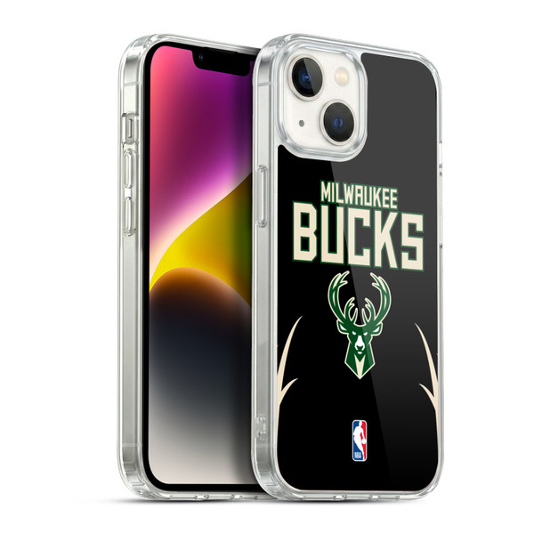 NBA Milwaukee Bucks Logo Black Design Soft Gel Case for Apple iPhone 14