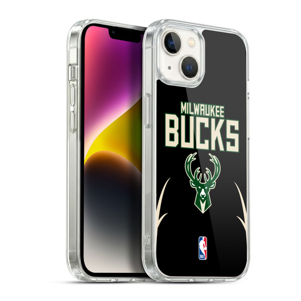 NBA Milwaukee Bucks Logo Black Design Soft Gel Case for Apple iPhone 14 Plus & MagSafe