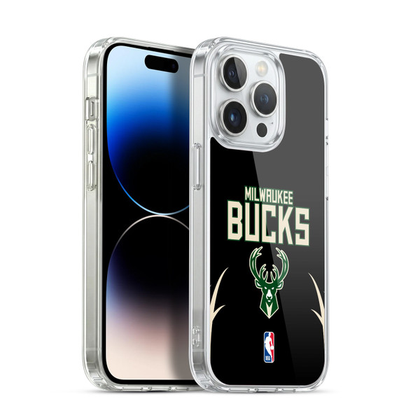 NBA Milwaukee Bucks Logo Black Design Soft Gel Case for Apple iPhone 14 Pro & MagSafe