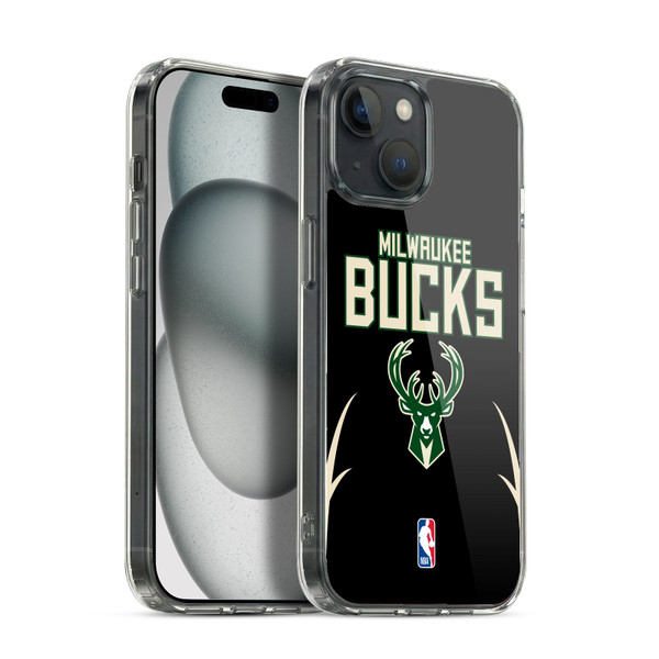 NBA Milwaukee Bucks Logo Black Design Soft Gel Case for Apple iPhone 15 & MagSafe