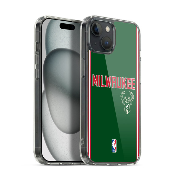 NBA Milwaukee Bucks Logo Retro Design Soft Gel Case for Apple iPhone 15 Plus & MagSafe