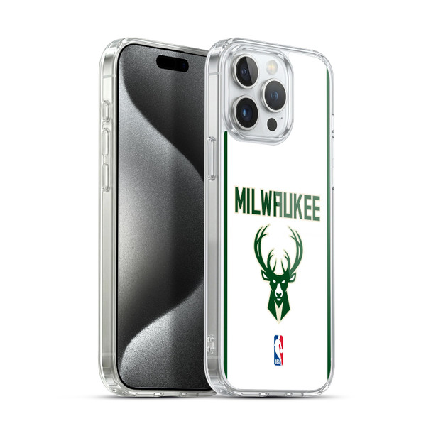 NBA Milwaukee Bucks Logo White Design Soft Gel Case for Apple iPhone 15 Pro Max & MagSafe