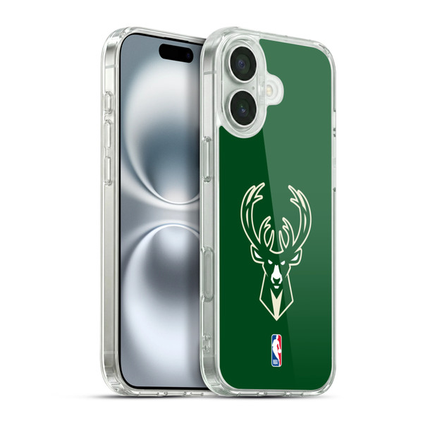 NBA Milwaukee Bucks Logo Green Soft Gel Case for Apple iPhone 16 Plus & MagSafe