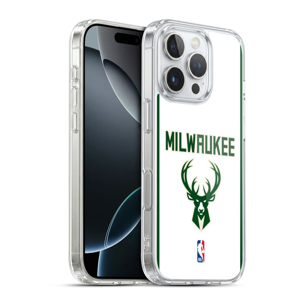 NBA Milwaukee Bucks Logo White Design Soft Gel Case for Apple iPhone 16 Pro & MagSafe