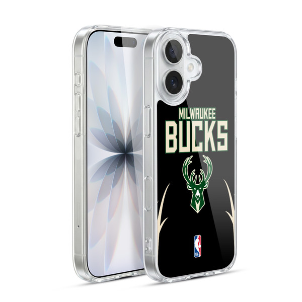 NBA Milwaukee Bucks Logo Black Design Soft Gel Case for Apple iPhone 17