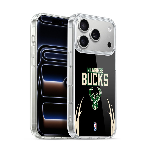 NBA Milwaukee Bucks Logo Black Design Soft Gel Case for Apple iPhone 17 Pro